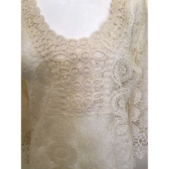 Solitaire Swim Cover Up Lace Cream Beige Lace Cover Up Size M - Picture 4 of 16